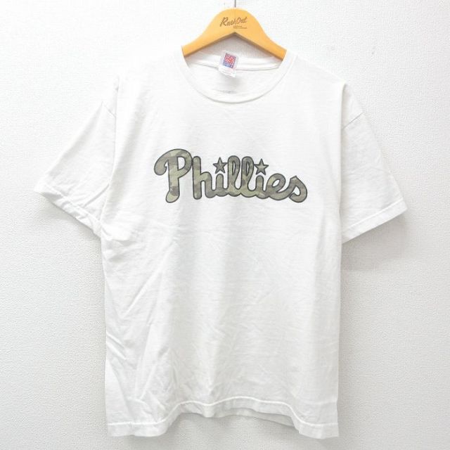 XL★古着 半袖 ビンテージ Tシャツ メンズ 00年代 00s MLB フィラデルフィアフィリーズ 33 コットン クルーネック USA製 白 ホワイト メジャーリーグ ベースボール 野球 25apr04 中古