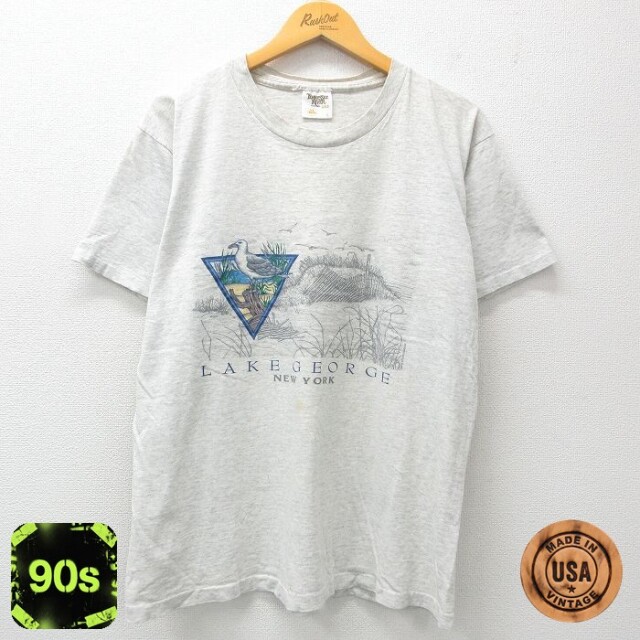 90s 半袖Tシャツ レイクジョージ グレー XL | 古着