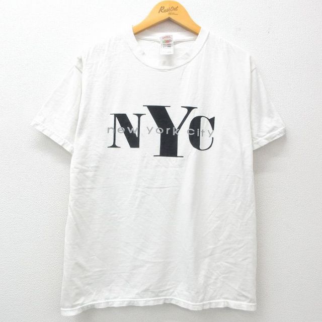 XL★古着 フルーツオブザルーム 半袖 ビンテージ Tシャツ メンズ 00年代 00s NYC ニューヨークシティ コットン クルーネック 白 ホワイト 25apr04 中古