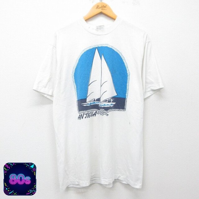 ヘインズ 80s 半袖Tシャツ ヨット ホワイト XL | 古着