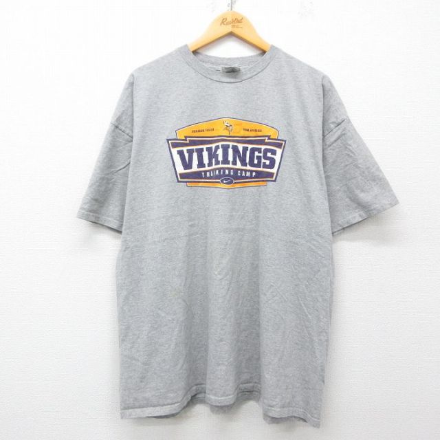 XL★古着 ナイキ NIKE 半袖 ビンテージ Tシャツ メンズ 00年代 00s VIKINGS 大きいサイズ クルーネック グレー 霜降り 25apr04 中古