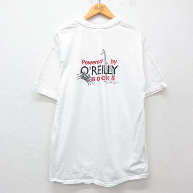 XL★古着 ヘインズ Hanes 半袖 ビンテージ Tシャツ メンズ 00年代 00s OREILLY キリン カニ 大きいサイズ コットン クルーネック 白 ホワイト 25apr04 中古