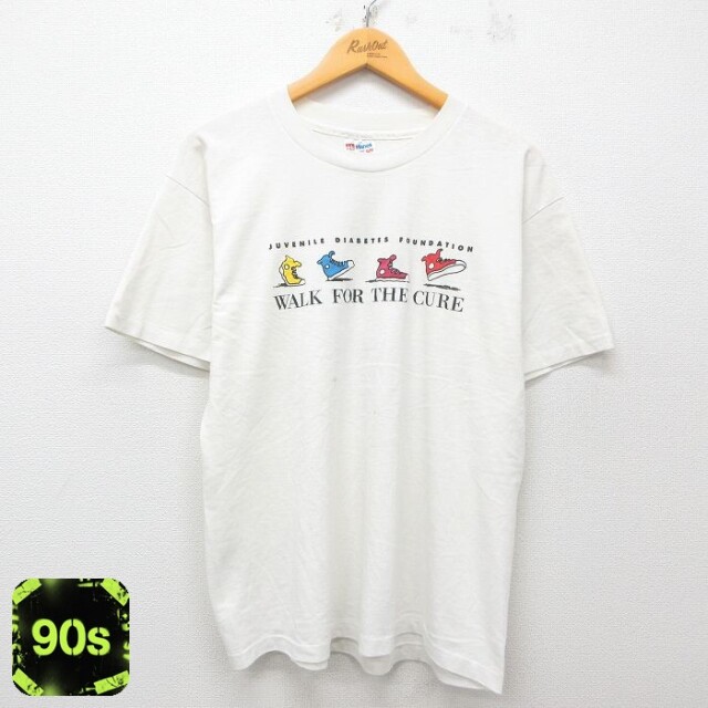 【50%OFF】ヘインズ 90s 半袖Tシャツ WALK ホワイト XL | 古着