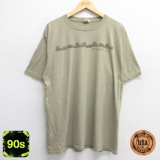 90s 半袖Tシャツ 靴 グリーン XL | 古着