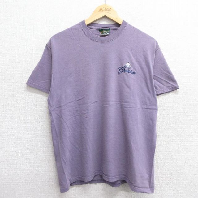L★古着 半袖 ビンテージ Tシャツ メンズ 00年代 00s green コットン クルーネック 紫系 パープル 25apr05 中古