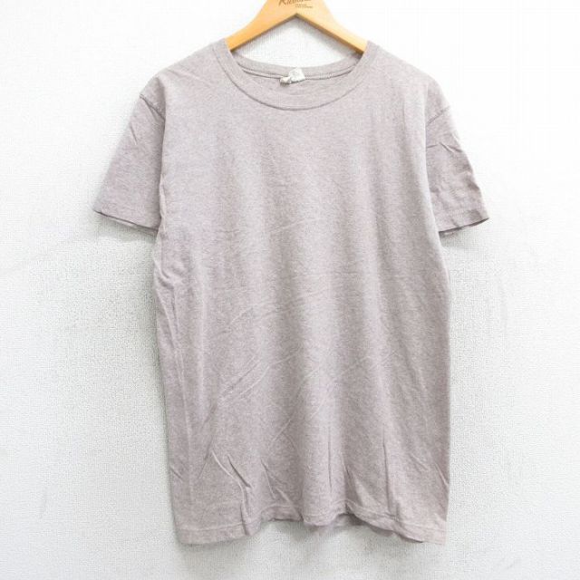L★古着 カルバンクライン Calvin Klein 半袖 ビンテージ Tシャツ メンズ 90年代 90s 無地 コットン クルーネック USA製 ベージュ系 カーキ 霜降り 25apr05 中古