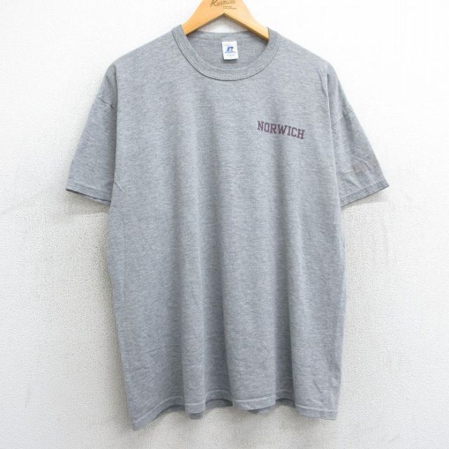 XL★古着 ラッセル 半袖 ビンテージ Tシャツ メンズ 00年代 00s NORWICH 大きいサイズ クルーネック グレー 霜降り 25apr05 中古
