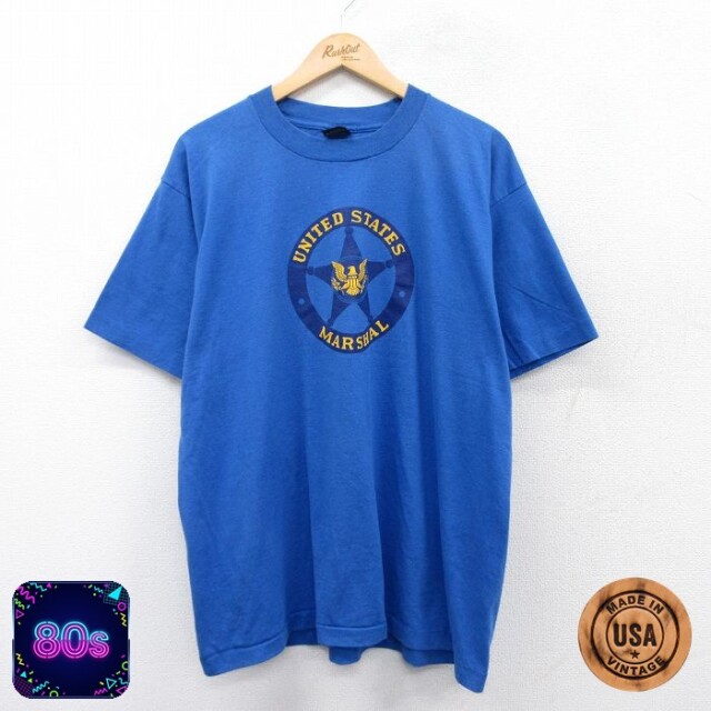 スクリーンスターズ 80s 半袖Tシャツ UNITED STATE MARSHAL ブルー XL | 古着