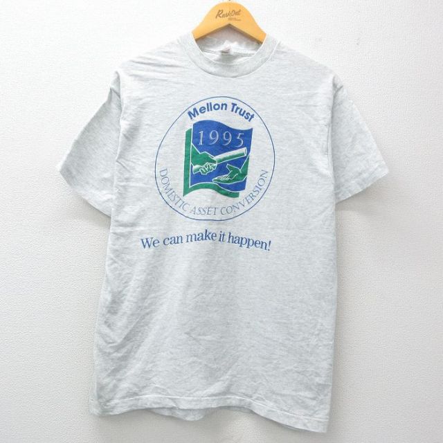 L★古着 フルーツオブザルーム 半袖 ビンテージ Tシャツ メンズ 90年代 90s Mellon クルーネック 薄グレー 霜降り 25apr07 中古
