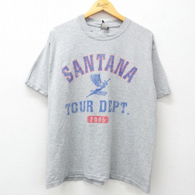 XL★古着 半袖 ビンテージ ロック バンド Tシャツ メンズ 00年代 00s サンタナ クルーネック グレー 霜降り 25apr07 中古