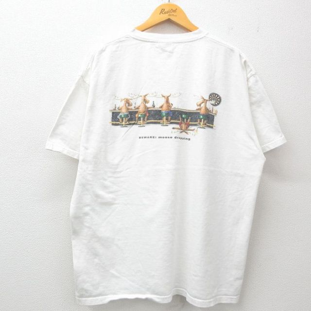 XL★古着 半袖 ビンテージ Tシャツ メンズ 00年代 00s シカ 大きいサイズ コットン クルーネック 白 ホワイト 25apr07 中古
