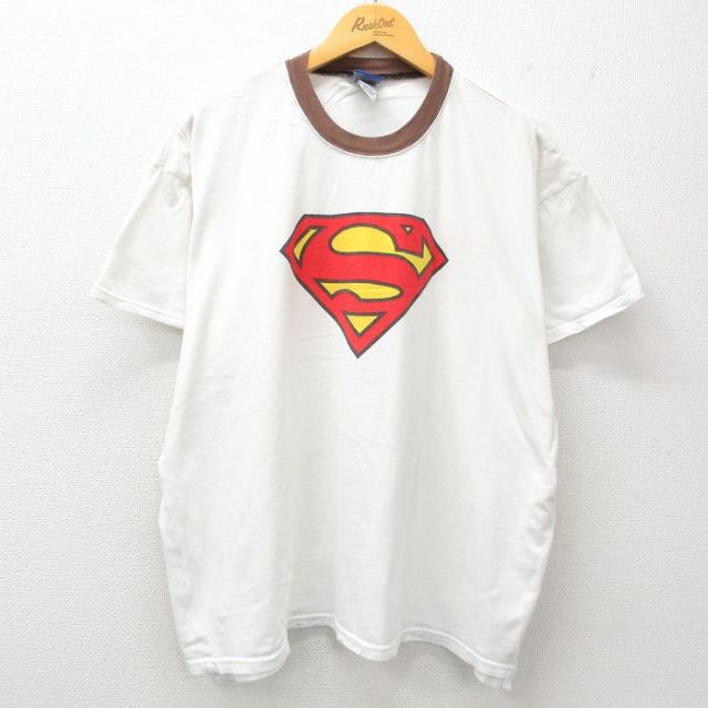 XL★古着 半袖 ビンテージ Tシャツ メンズ 00年代 00s DCコミックス スーパーマン 大きいサイズ コットン クルーネック 白他 ホワイト 25apr07 中古