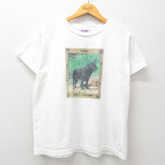L★古着 半袖 ビンテージ Tシャツ メンズ 00年代 00s 犬 クルーネック 白 ホワイト 【spe】 25apr07 中古