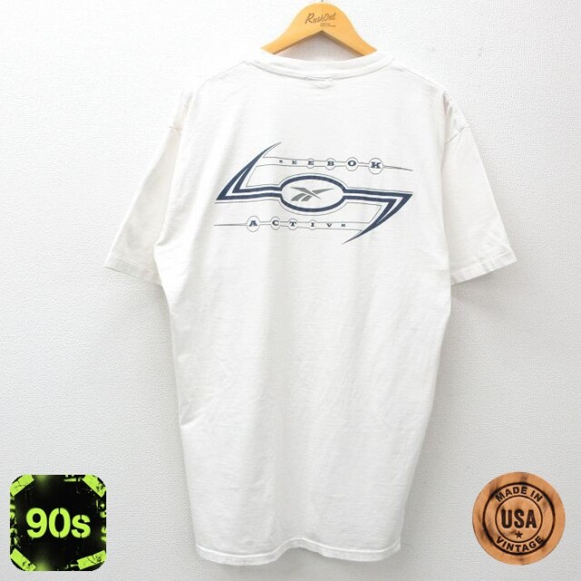 リーボック 90s 半袖Tシャツ ビッグロゴ ホワイト XL | 古着