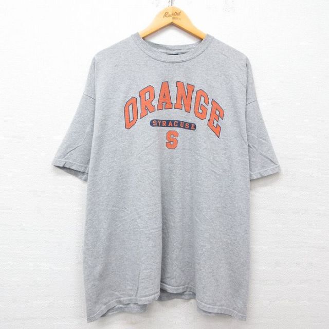 XL★古着 半袖 ビンテージ Tシャツ メンズ 00年代 00s シラキュース オレンジ 大きいサイズ クルーネック グレー 霜降り 25apr08 中古