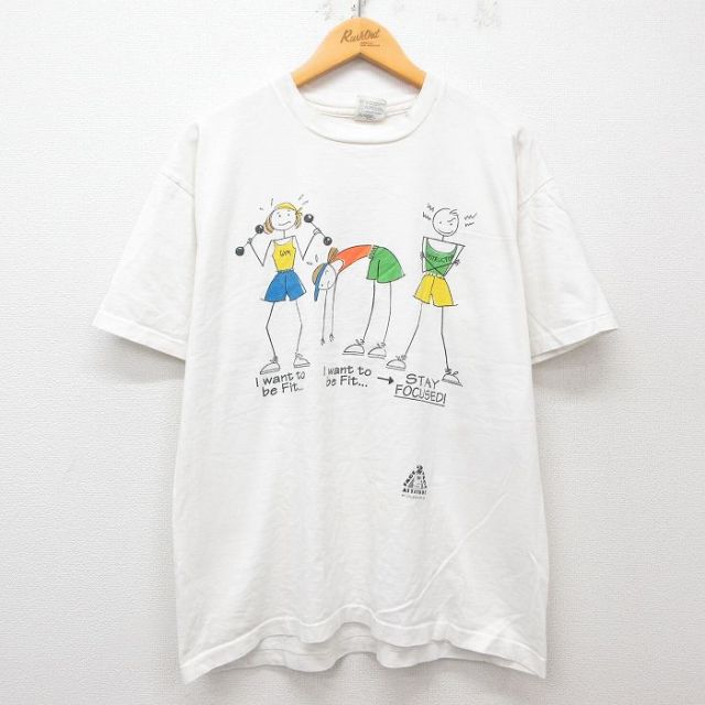 古着通販 XL☆古着 半袖 ビンテージ Tシャツ メンズ 90年代 90s 棒人間  