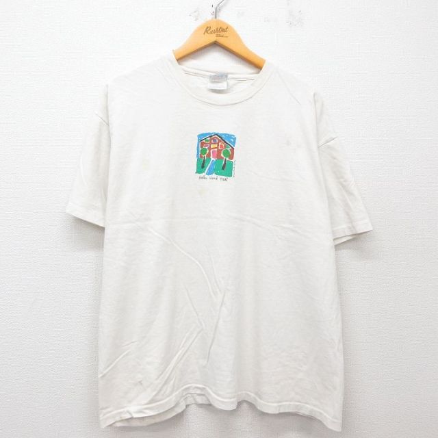 【50%OFF】XL★古着 ヘインズ Hanes 半袖 ビンテージ Tシャツ メンズ 90年代 90s Helen Wood Hall 大きいサイズ コットン クルーネック 白 ホワイト 25apr08 中古