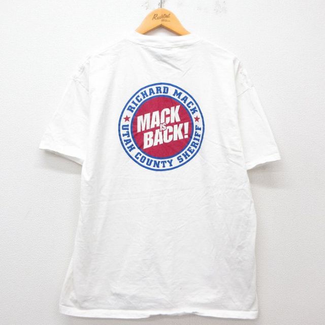 【50%OFF】XL★古着 オニータ 半袖 ビンテージ Tシャツ メンズ 90年代 90s MACK IS BACK コットン クルーネック 白 ホワイト 25apr08 中古