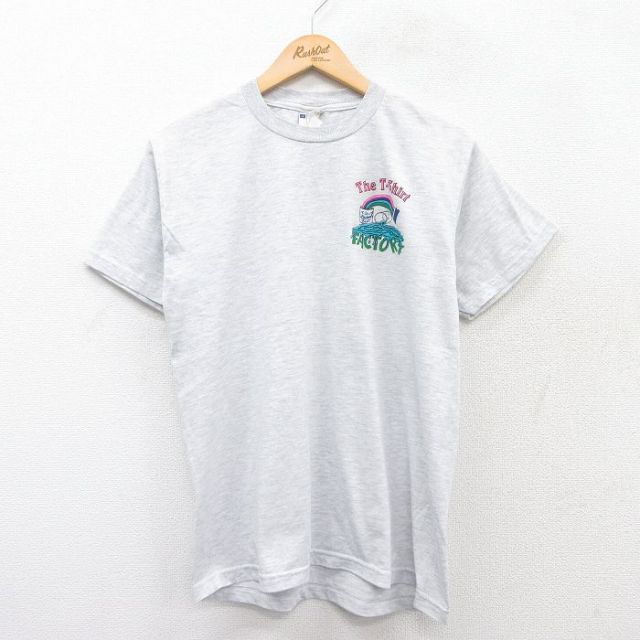 【50%OFF】M★古着 ジャージーズ 半袖 ビンテージ Tシャツ メンズ 00年代 00s 虹 クルーネック 薄グレー 霜降り 25apr07 中古
