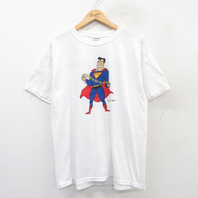 【50%OFF】XL★古着 ジャージーズ 半袖 ビンテージ Tシャツ メンズ 00年代 00s スーパーマン HVS クルーネック 白 ホワイト 25apr07 中古