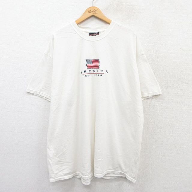 00s 半袖Tシャツ 星条旗刺繍 ホワイト XL | 古着