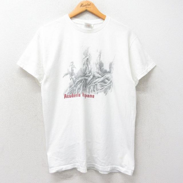 【50%OFF】M★古着 フルーツオブザルーム 半袖 ビンテージ Tシャツ メンズ 00年代 00s Academia Hispana コットン クルーネック 白 ホワイト 25apr07 中古
