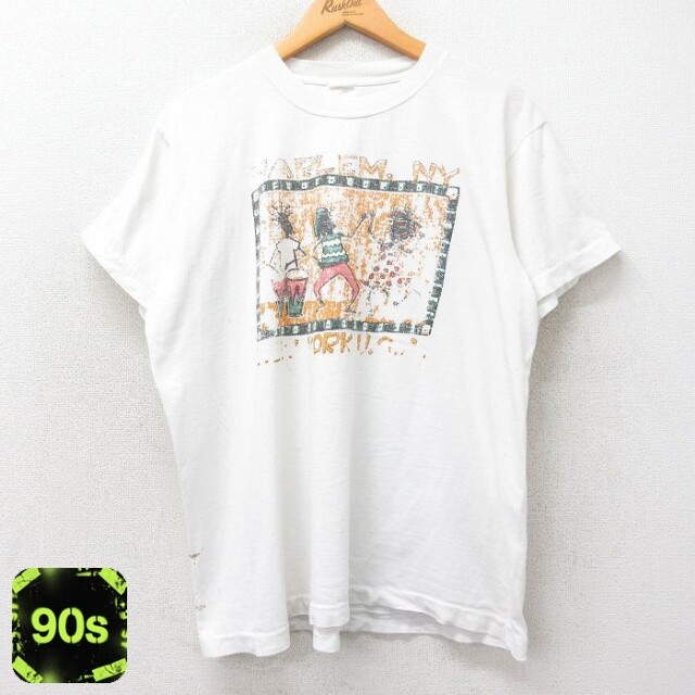 90s 半袖Tシャツ HARLEM ホワイト XL | 古着