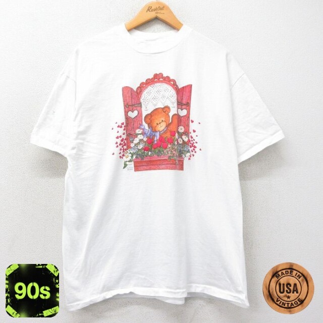 ヘインズ 90s 半袖Tシャツ クマ ホワイト XL | 古着
