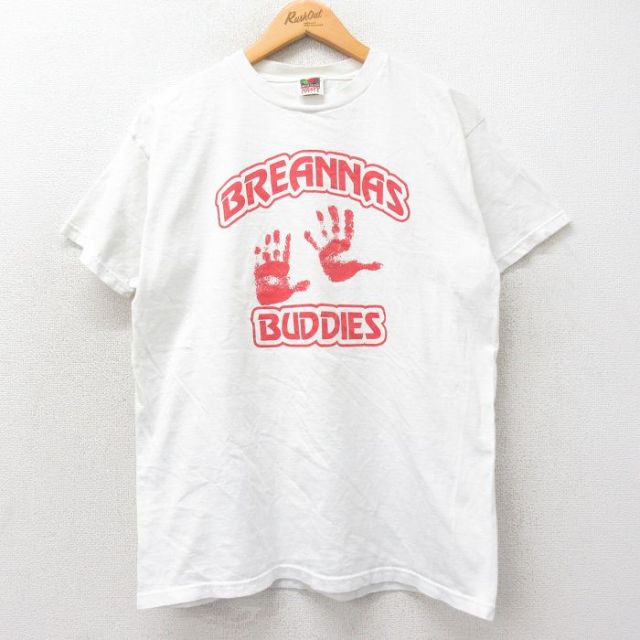 M★古着 フルーツオブザルーム 半袖 ビンテージ Tシャツ メンズ 00年代 00s BREANNAS BUDDIES 手 コットン クルーネック 白 ホワイト 25apr07 中古