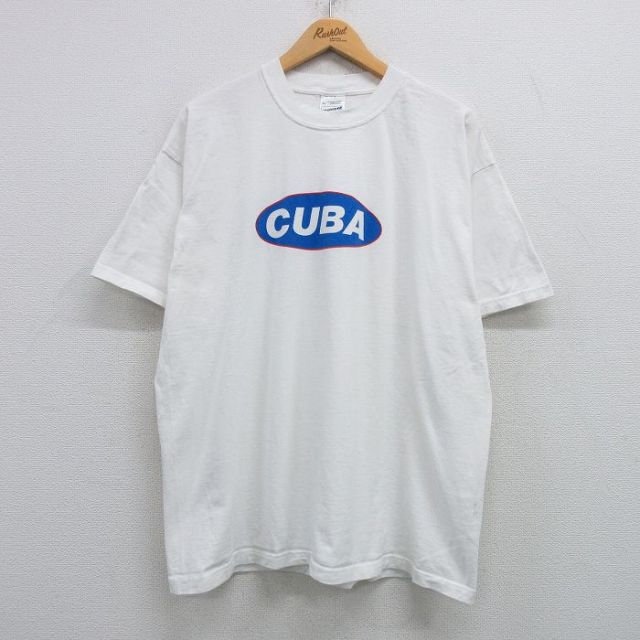 XL★古着 スクリーンスターズ 半袖 ビンテージ Tシャツ メンズ 00年代 00s CUBA コットン クルーネック 白 ホワイト 25apr08 中古