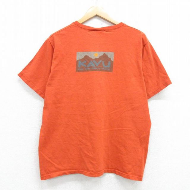L★古着 カブー KAVU 半袖 ビンテージ Tシャツ メンズ 90年代 90s ビッグロゴ コットン クルーネック USA製 オレンジ 【spe】 25apr08 中古