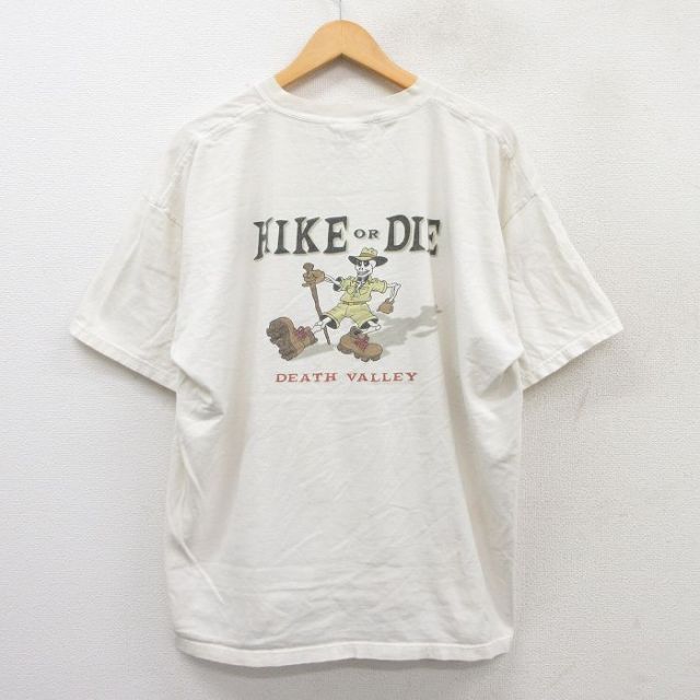 XL★古着 半袖 ビンテージ Tシャツ メンズ 00年代 00s スケルトン HIKE コットン クルーネック カナダ製 白 ホワイト 【spe】 25apr08 中古