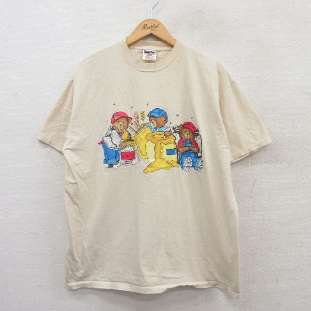 オニータ 90s 半袖Tシャツ クマ 生成り L | 古着