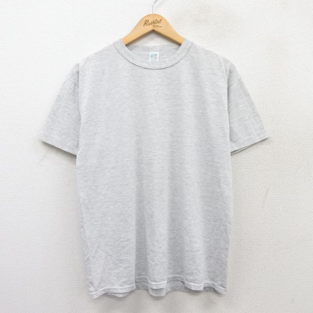 L★古着 ラッセル 半袖 ビンテージ Tシャツ メンズ 80年代 80s 無地 クルーネック USA製 薄グレー 霜降り 【spe】 25apr08 中古