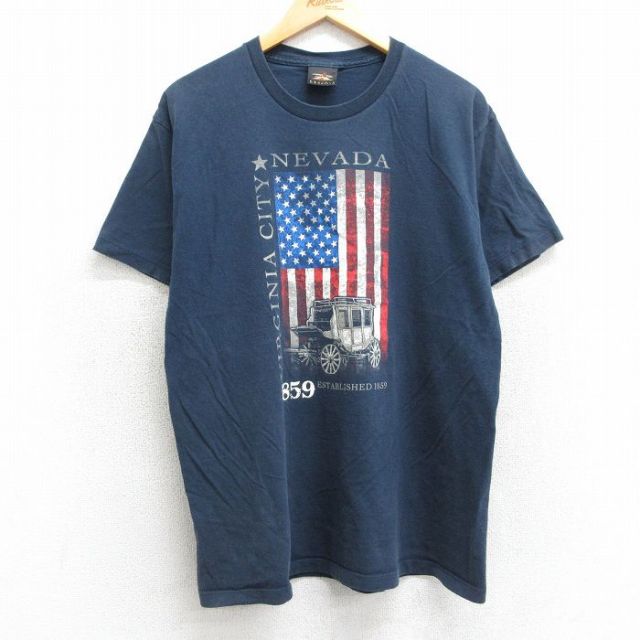 90s 半袖Tシャツ 星条旗 ネイビー L | 古着