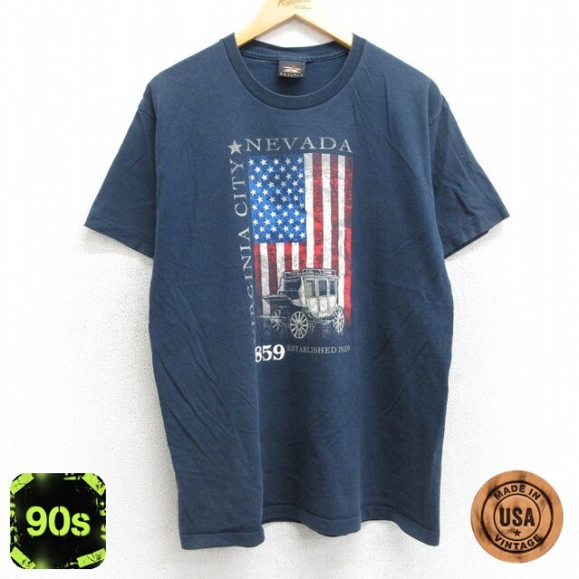 90s 半袖Tシャツ 星条旗 ネイビー L | 古着
