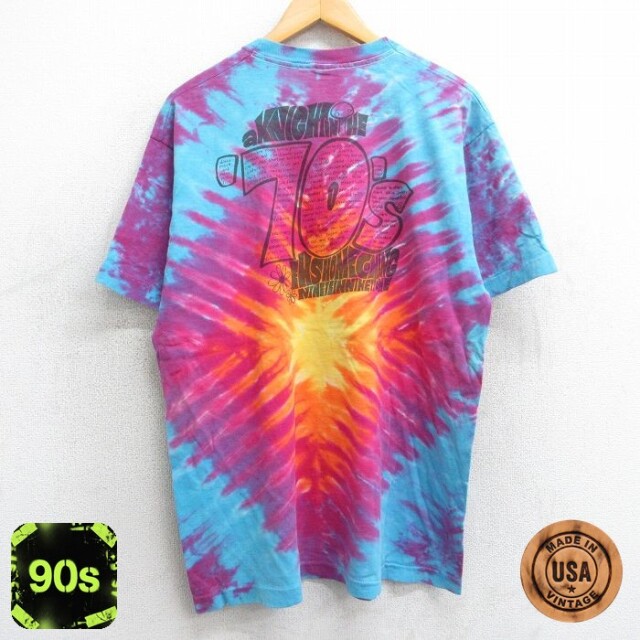 フルーツオブザルーム 90s 半袖Tシャツ 花タイダイ ライトブルー L | 古着