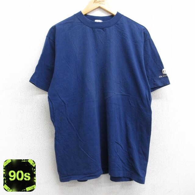 90s 半袖Tシャツ FOR SVERIGE TIDEN ネイビー XL | 古着