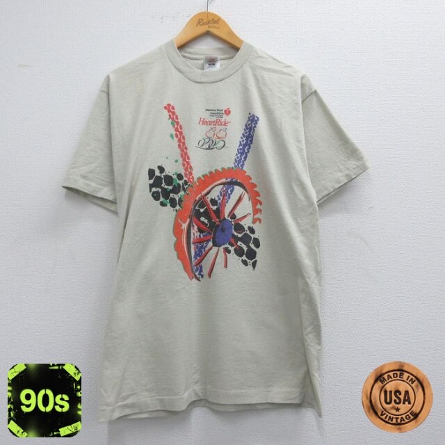 【50%OFF】フルーツオブザルーム 90s 半袖Tシャツ タイヤ企業広告 ベージュ L | 古着