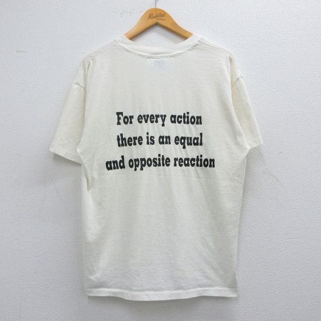 L★古着 半袖 ビンテージ Tシャツ メンズ 90年代 90s メッセージ リンゴ クルーネック USA製 白 ホワイト 25apr11 中古