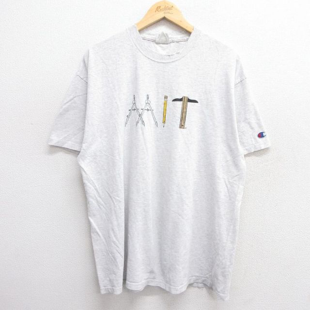 XL★古着 チャンピオン champion 半袖 ビンテージ Tシャツ メンズ 00年代 00s コンパス えんぴつ AAIT クルーネック 薄グレー 霜降り 25apr14 中古