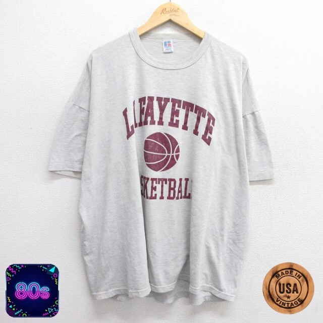 【50%OFF】ラッセル 80s 半袖Tシャツ バスケットボール グレー XL | 古着