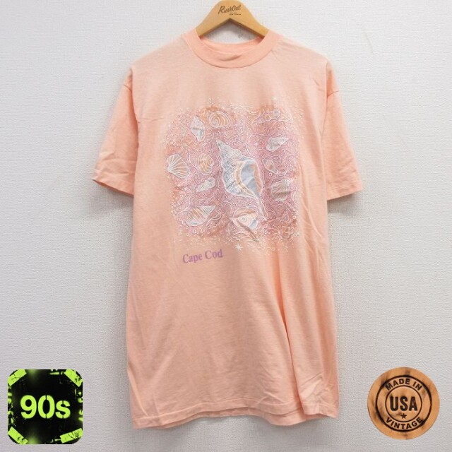 【50%OFF】ヘインズ 90s 半袖Tシャツ 貝ガララメ オレンジ XL | 古着