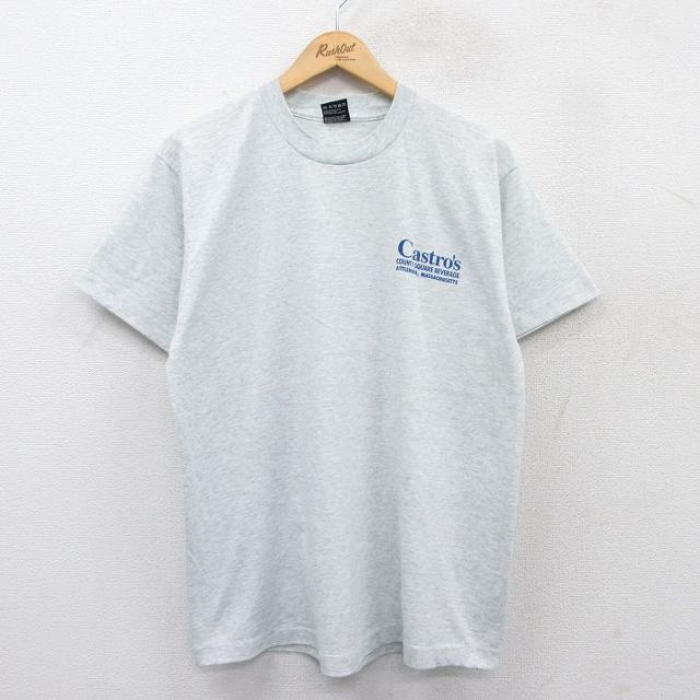 L★古着 フルーツオブザルーム 半袖 ビンテージ Tシャツ メンズ 90年代 90s Castros クルーネック USA製 薄グレー 霜降り 25apr15 中古