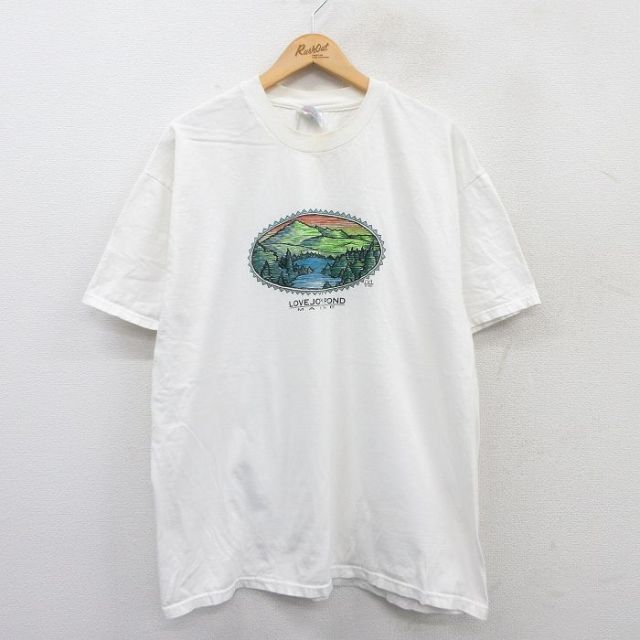 ヘインズ 90s 半袖Tシャツ LOVEJOY POND ホワイト XL | 古着