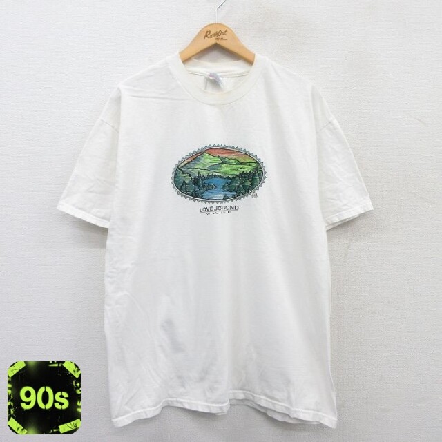ヘインズ 90s 半袖Tシャツ LOVEJOY POND ホワイト XL | 古着