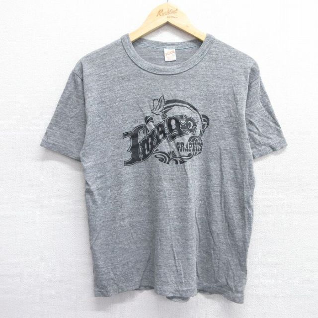 L★古着 半袖 ビンテージ Tシャツ メンズ 70年代 70s IMAGE GRAPHICS クルーネック USA製 グレー 霜降り 25apr15 中古