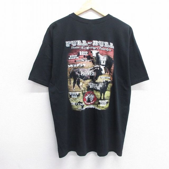 XL★古着 半袖 ビンテージ Tシャツ メンズ 00年代 00s ウシ TEAGUE 大きいサイズ クルーネック 黒 ブラック 25apr15 中古