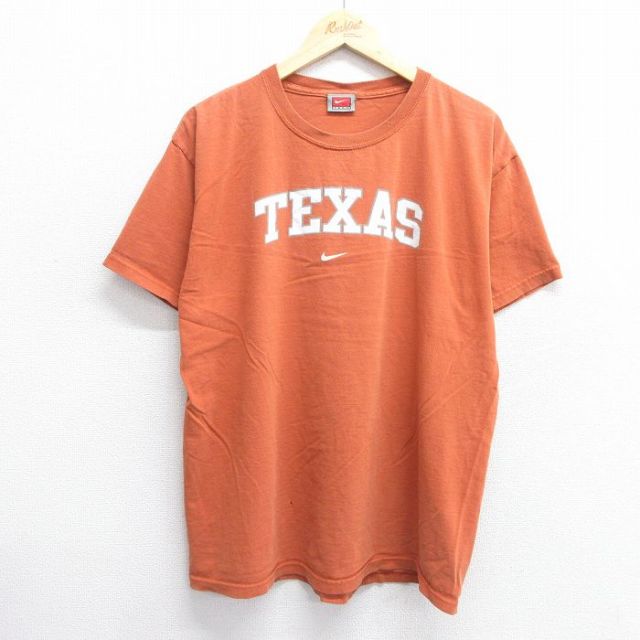 L★古着 ナイキ NIKE 半袖 ビンテージ Tシャツ メンズ 00年代 00s TEXAS クルーネック オレンジ系 25apr15 中古