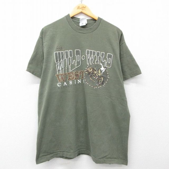 90s 半袖Tシャツ WILD カジノ カウボーイ グリーン XL | 古着